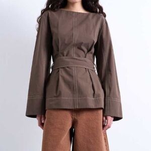 ASOS Brown Long Sleeve Wrap Top